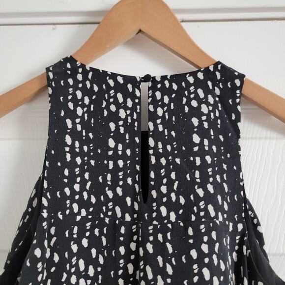 Joie Everla Sleeveless Polka Dot Printed Silk Dress in Caviar Porcelain Size XS - Picture 6 of 6